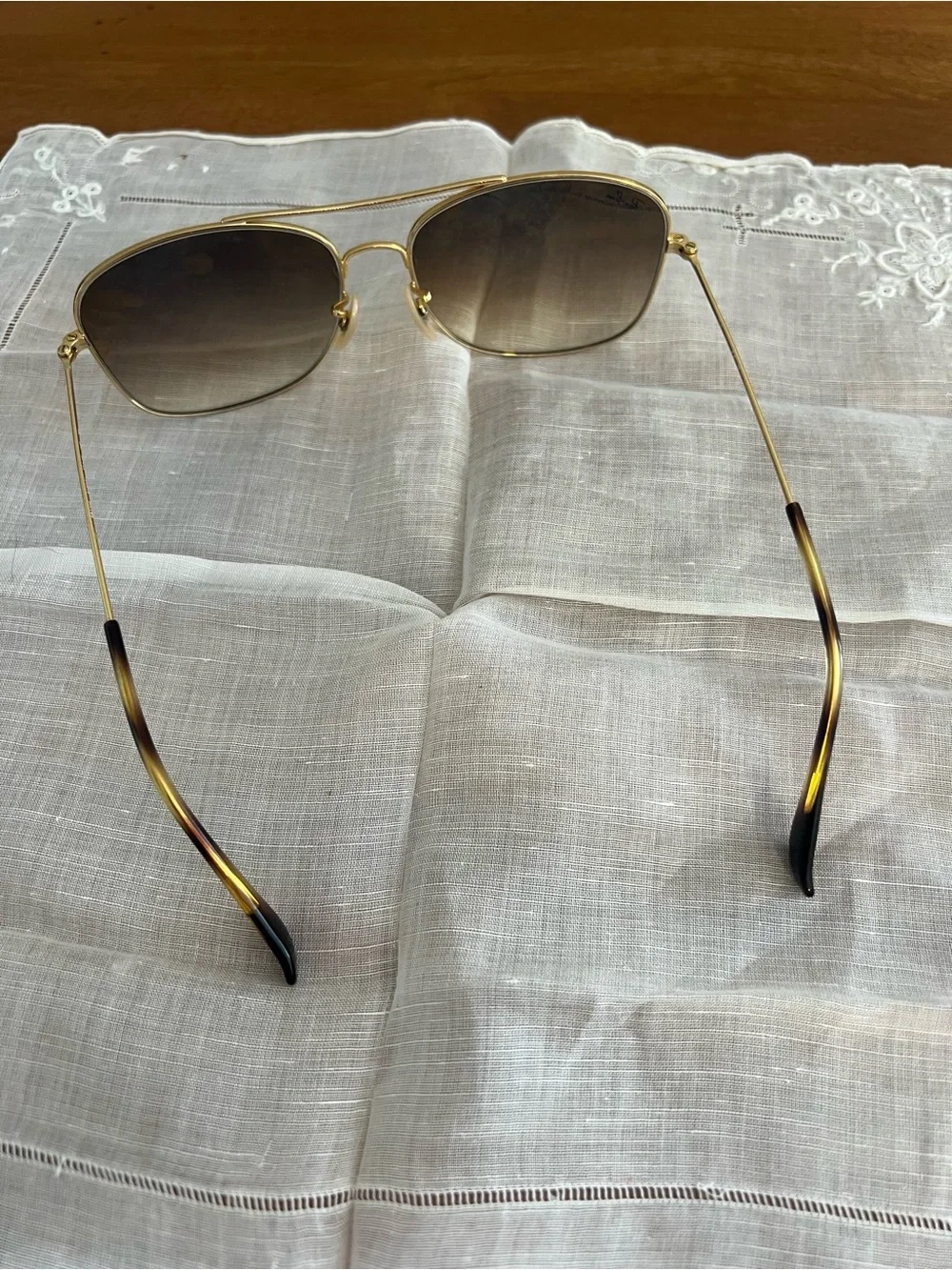 Ray-Ban Women's Gold Frame with Brown Gradient Lenses Square Aviator Sunglasses